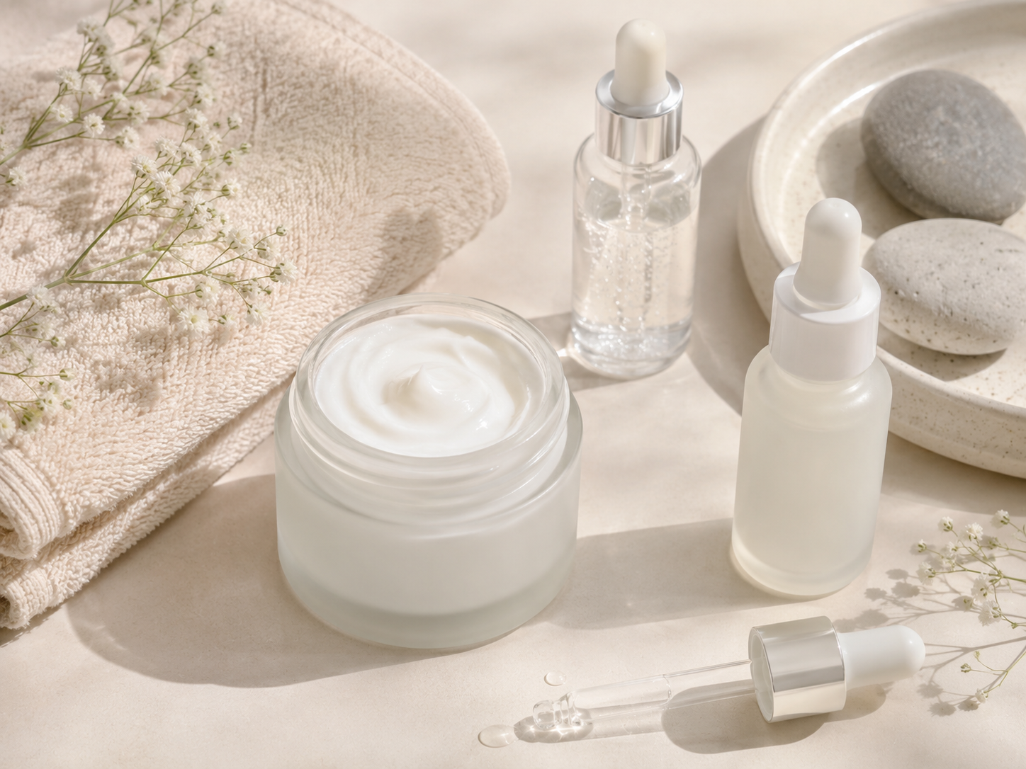 Barrier repair guide calming moisturizer serum and soft towel