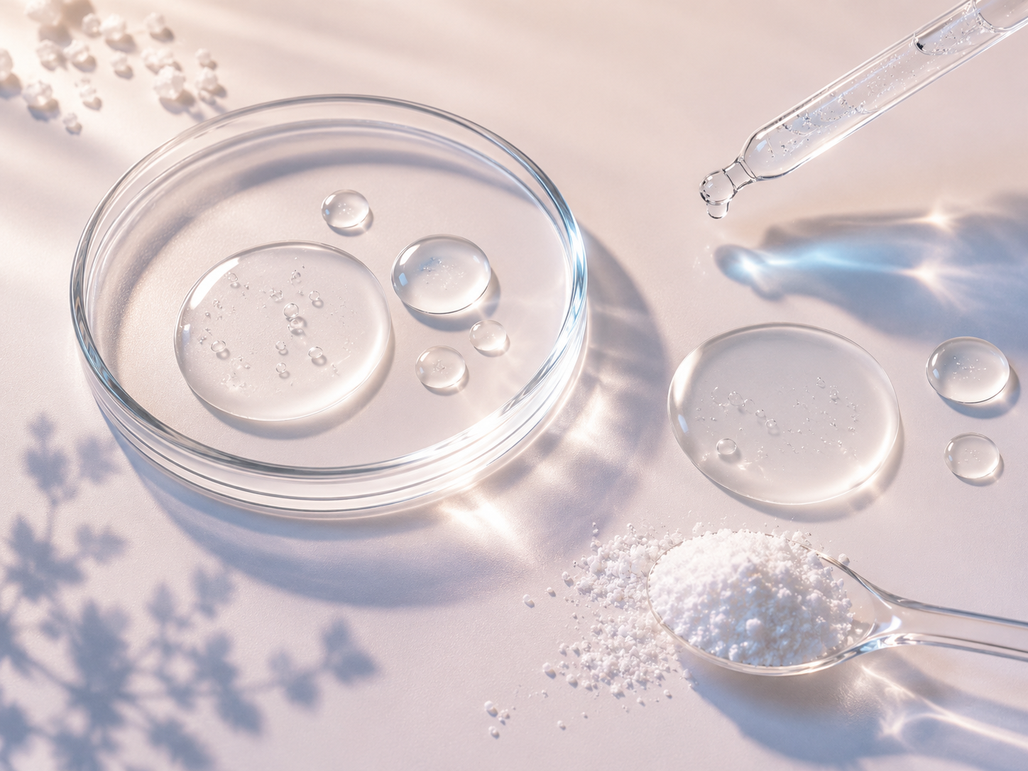 niacinamide skincare ingredient hero image with soft blue and beige skincare textures